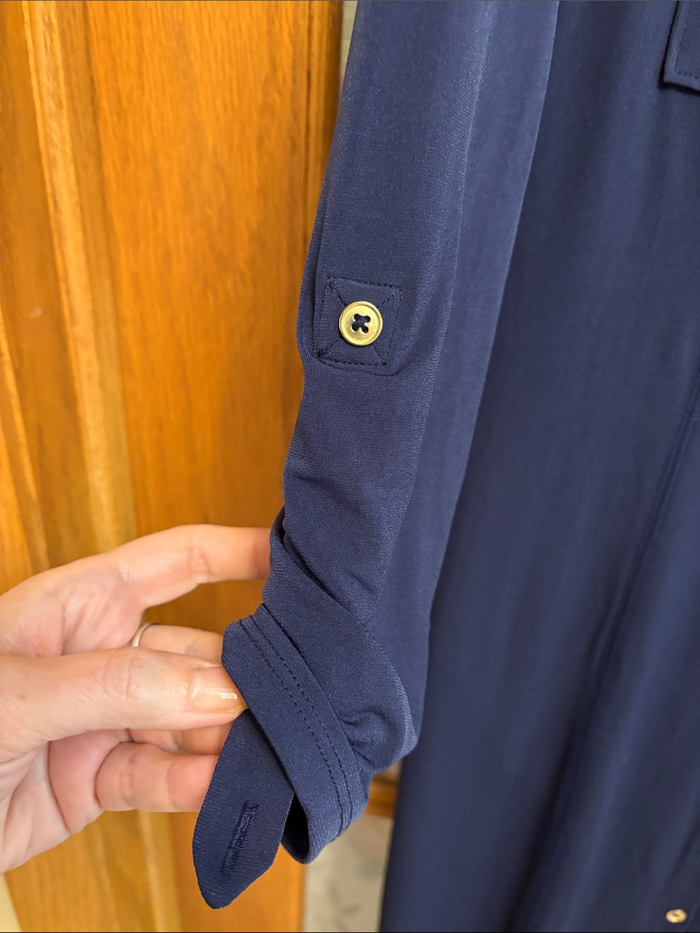 NWT Chico's 0 Navy Button-Front Maxi Shirt Dress - Picture 3 of 5
